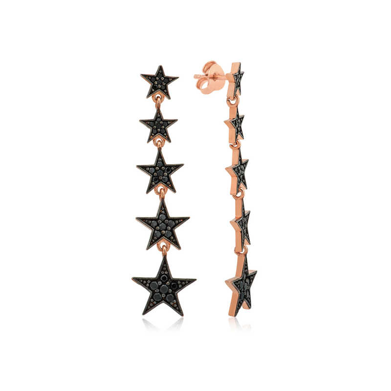 Silver Black Shooting Stars Earrings