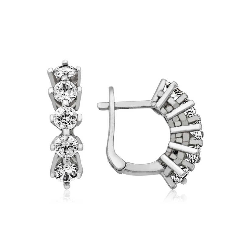 Silver 5 Stone Earrings