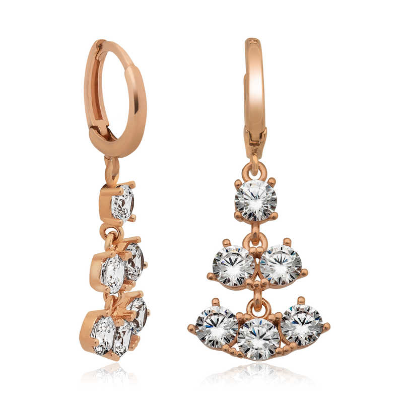 Silver Row Stone Earrings