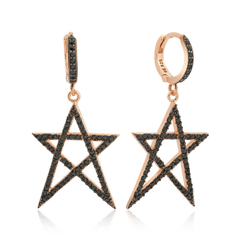 Silver Black Star Women’s Earrings