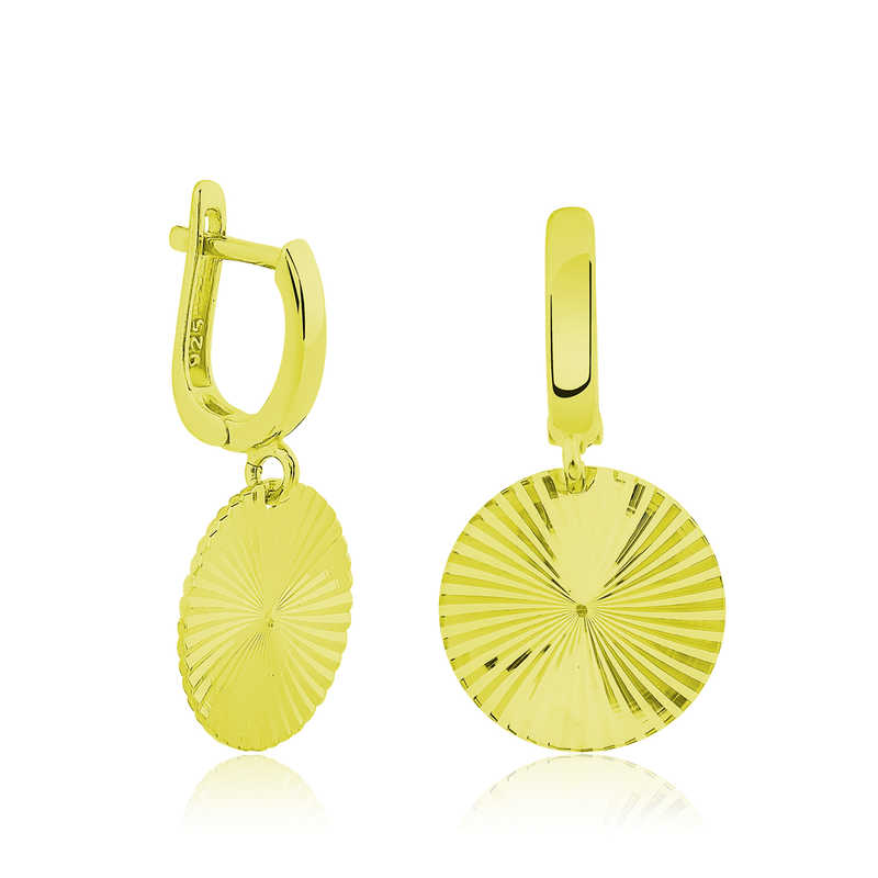 Silver Patterned Yellow Sequin Earrings