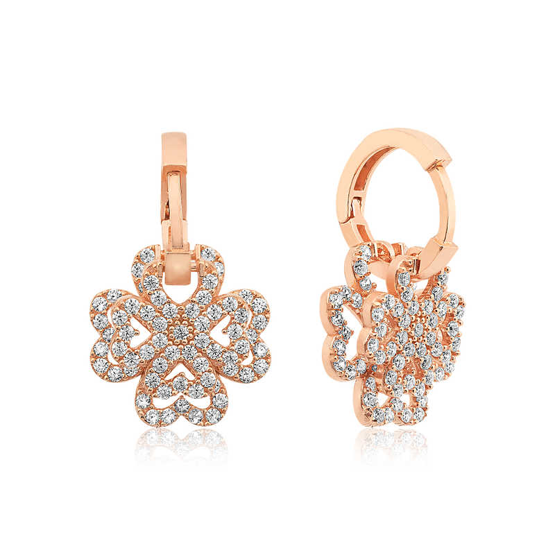 Silver Three-Dimensional Clover Earrings