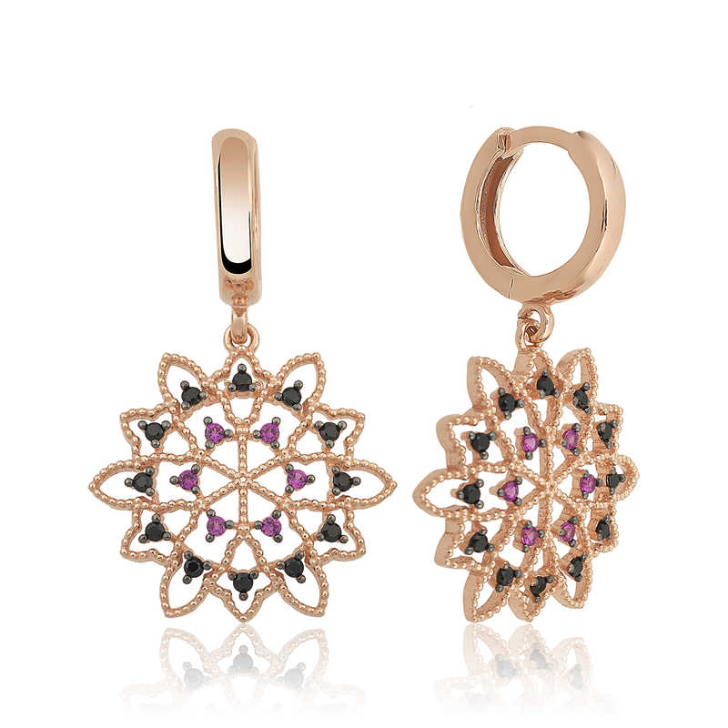 Silver Geometric Patterned Women’s Earrings