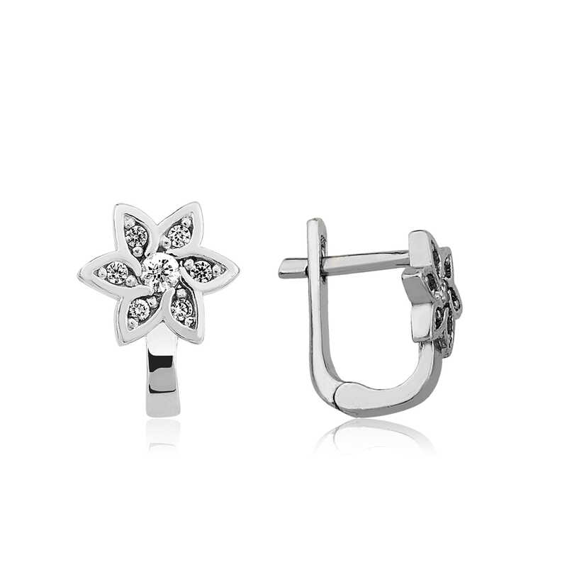 Silver White Flower Women’s Earrings