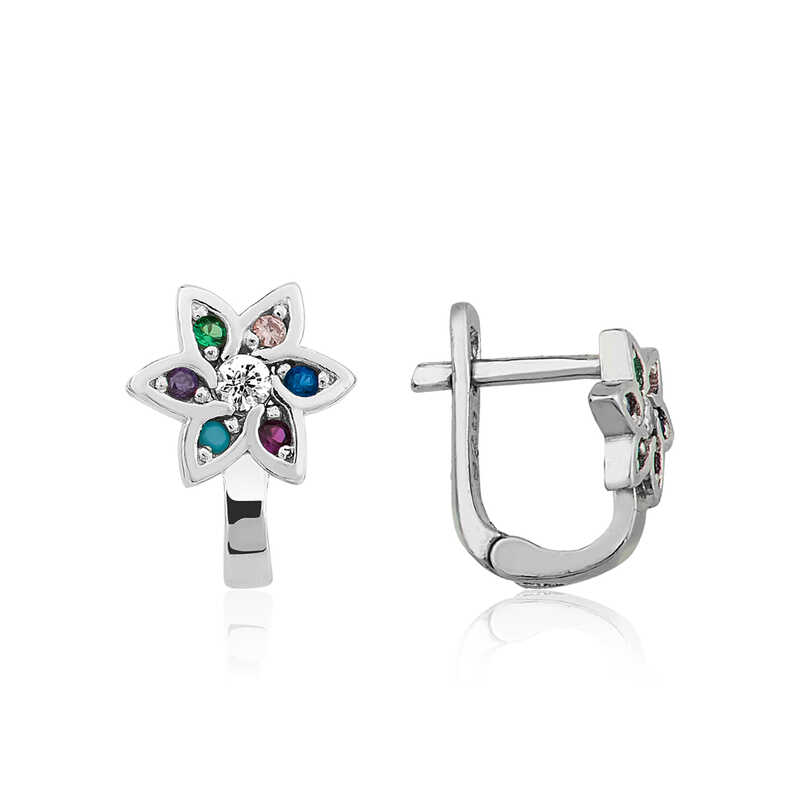 Silver Color Flower Women’s Earrings