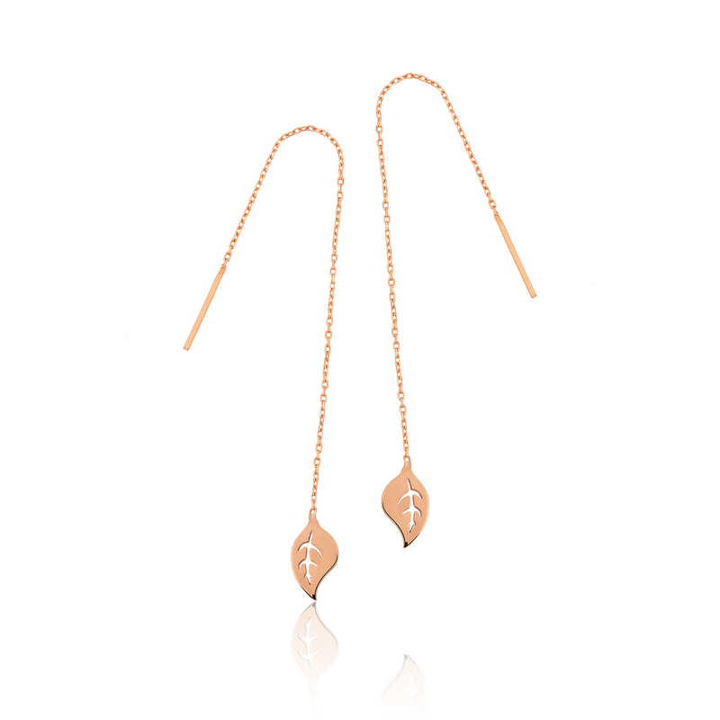 Silver Chain Leaf Earrings