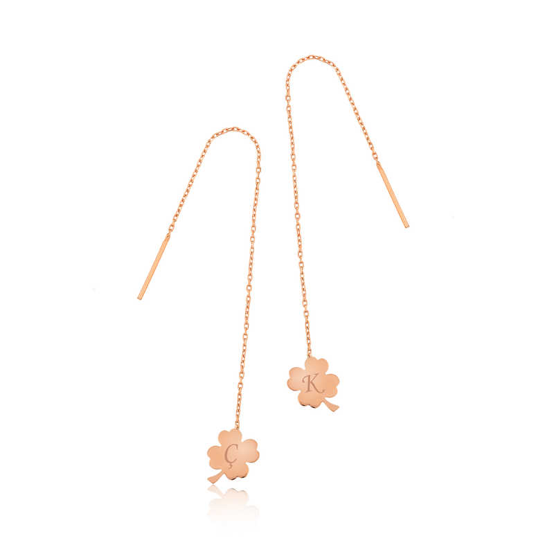 Silver Chain Clover Earrings
