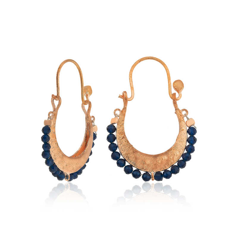 Silver Navy Blue Stone Bohemian Earrings