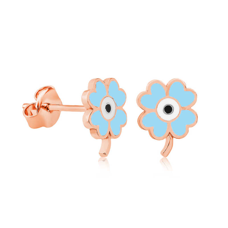 Silver Fluorescent Blue Clover Earrings