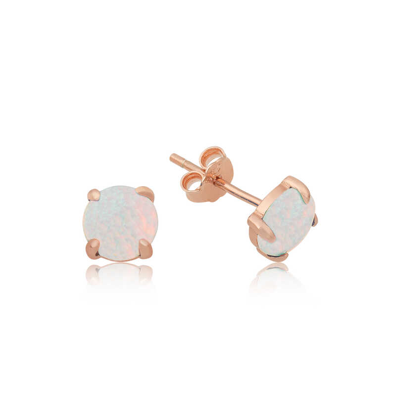 Silver White Opal Stone Earrings