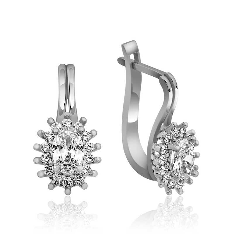 Silver Mengecli Oval Cut Earrings