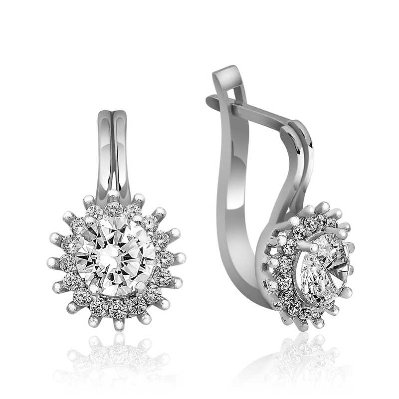 Silver Mengecli Round Cut Earrings