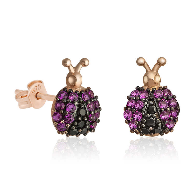Silver Ladybug Earrings