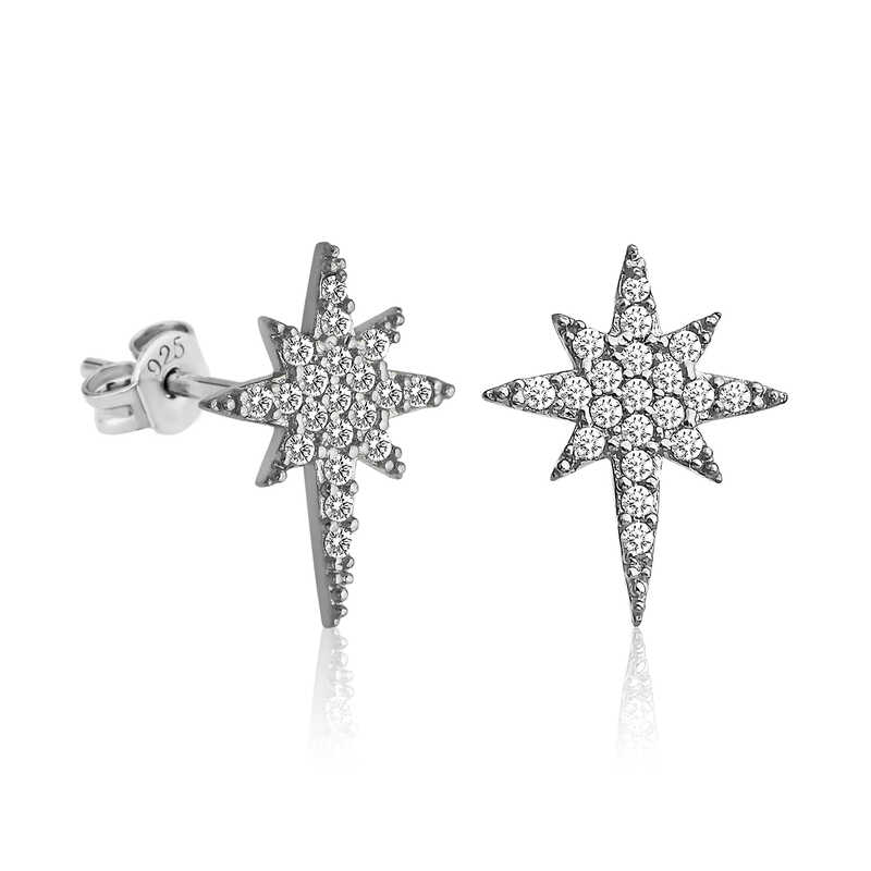 Silver North Star Earrings