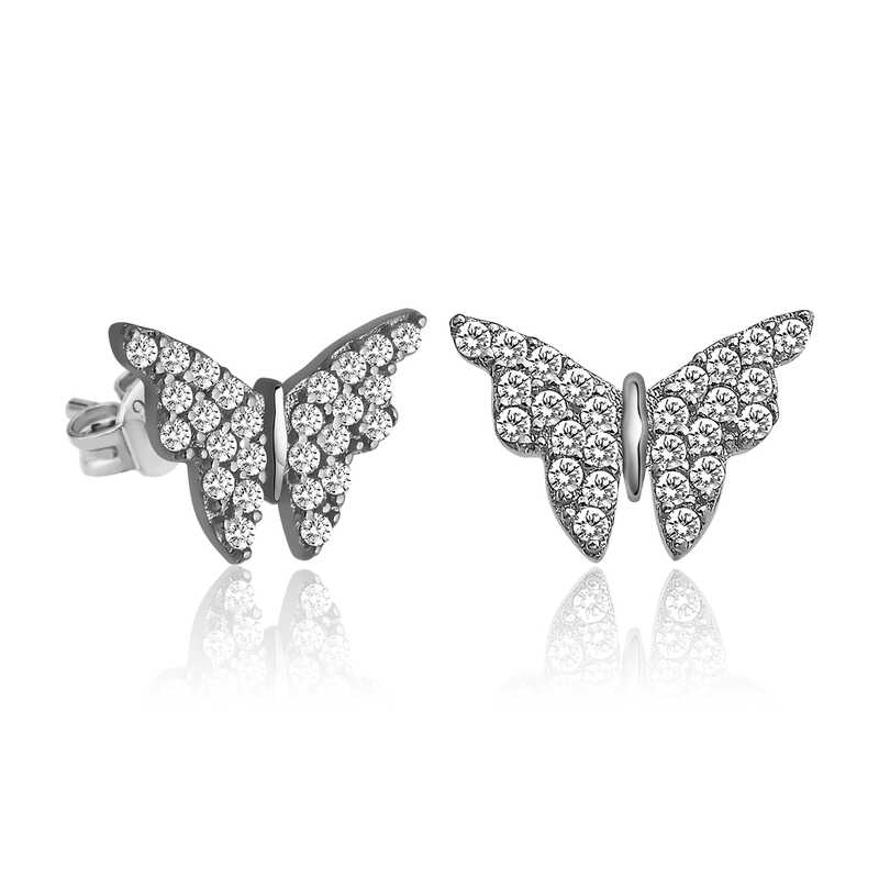 Silver White Butterfly Earrings