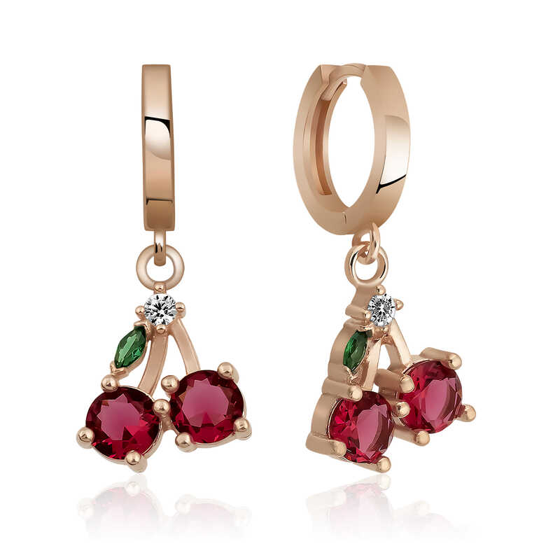 Silver Cherry Figured Fruit Earrings