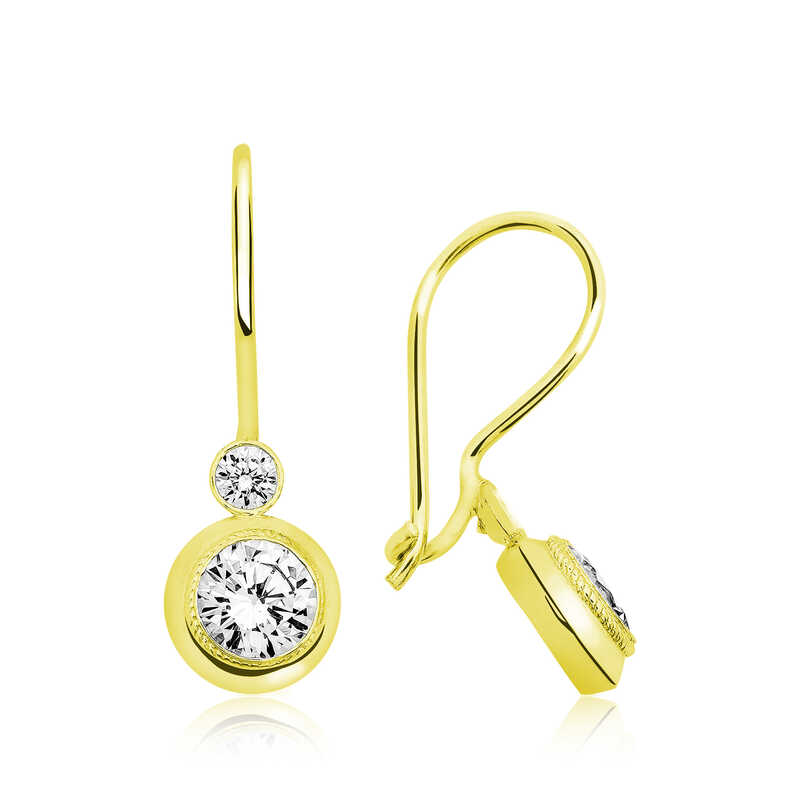 Silver Gold Dangle Single Stone Earring