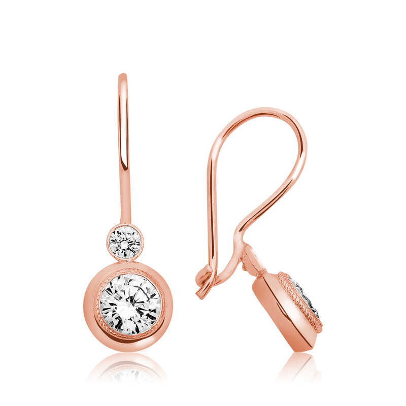 Silver Rose Dangle Single Stone Earring