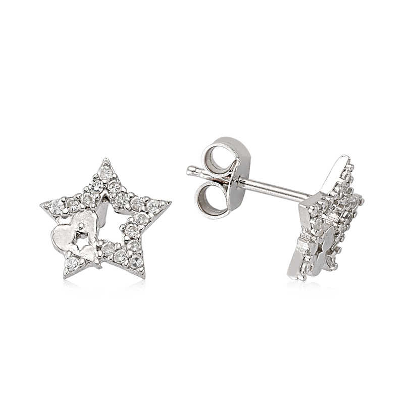 Silver Stud Star Earrings