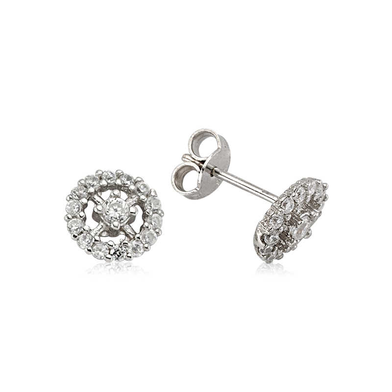 Silver Round Stud Earrings