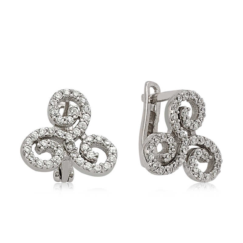 Silver White Stone Earrings