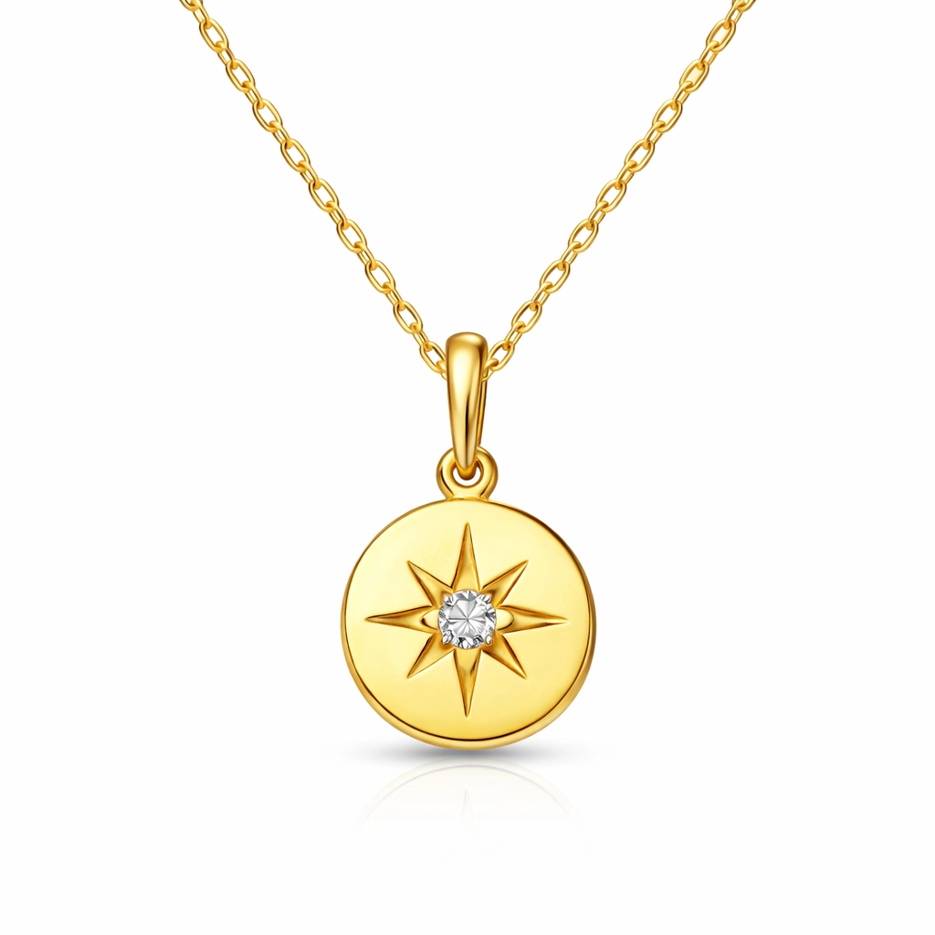 Gümüş Gold Minimal Yıldız Kadın Kolye