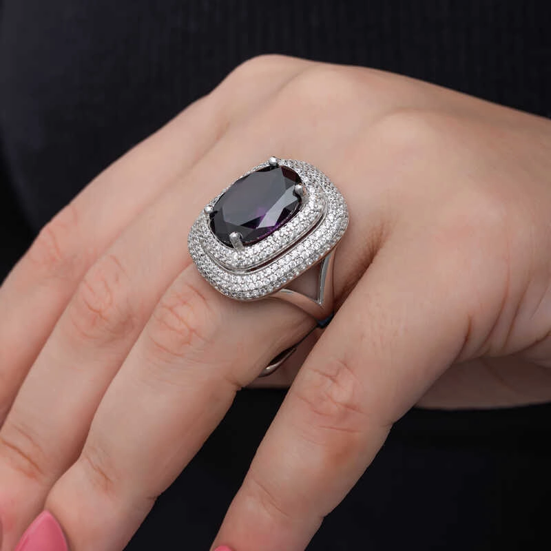 Silver Amethyst Stone Women’s Ring