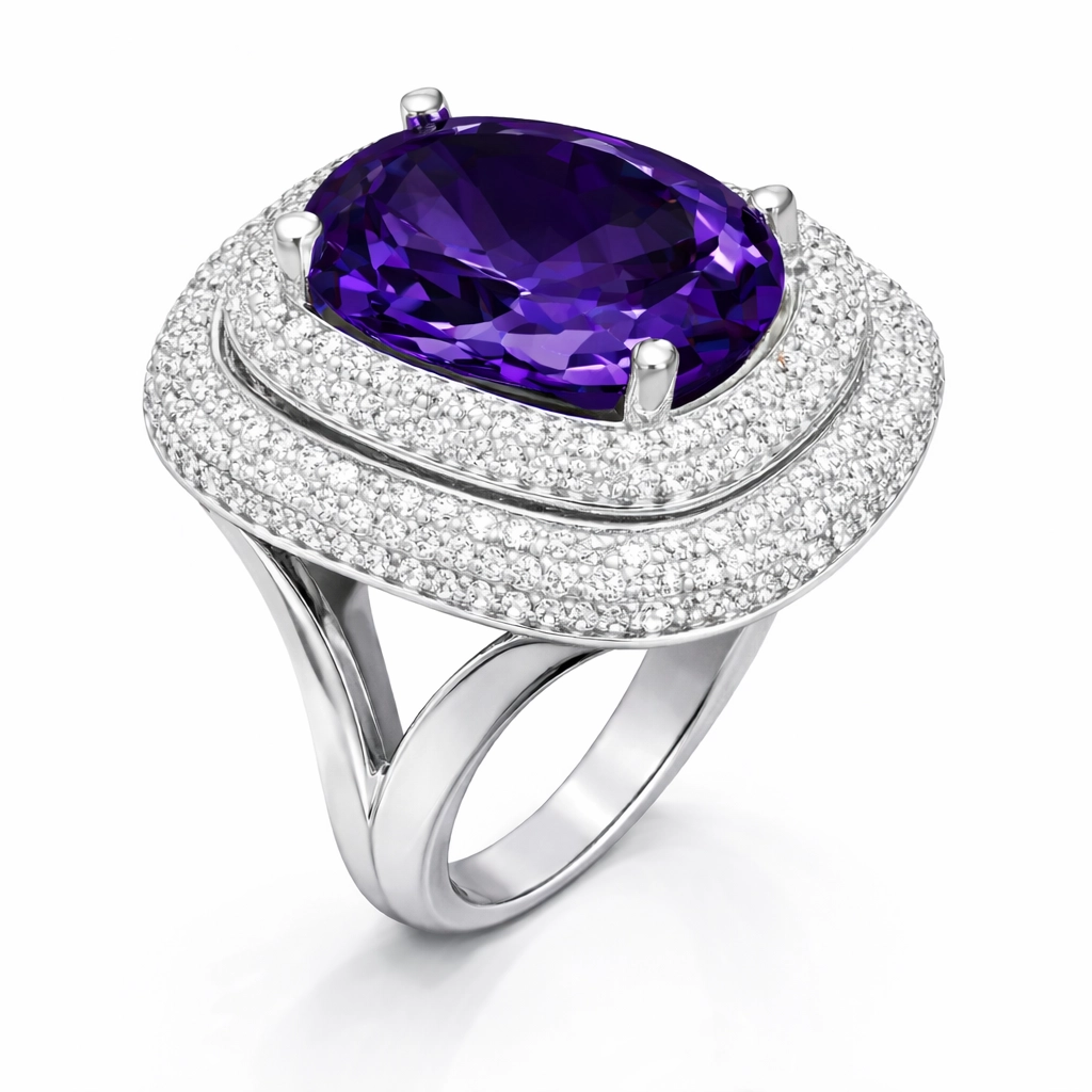 Silver Amethyst Stone-set Women's Ring