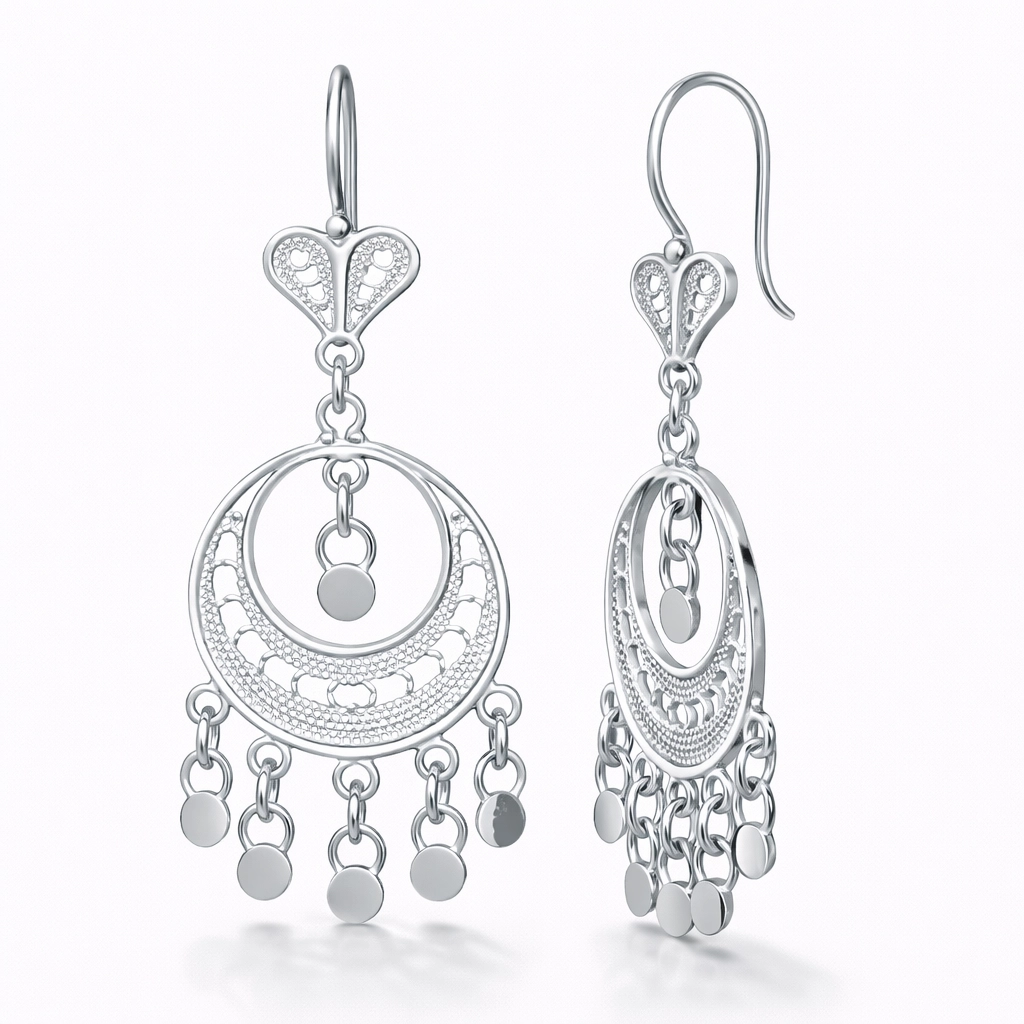 Silver 925 Moon Dance Filigree Earring