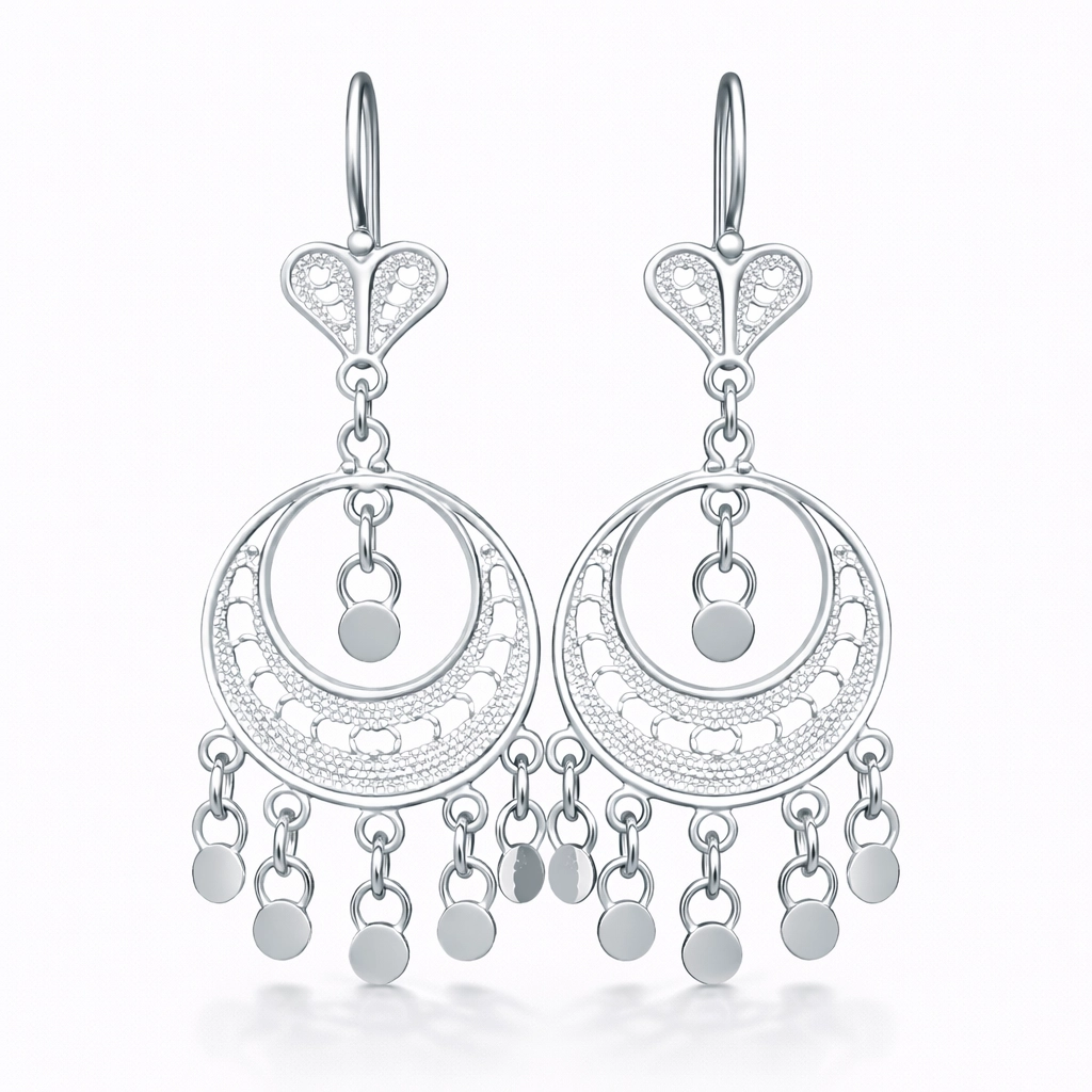 Silver 925 Moon Dance Filigree Earring