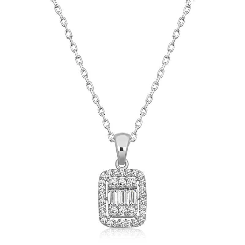 Silver Baguette Stone Women’s Necklace