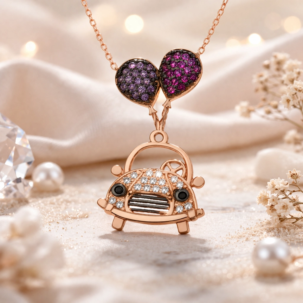 Silver Balloon Car Necklace for Women