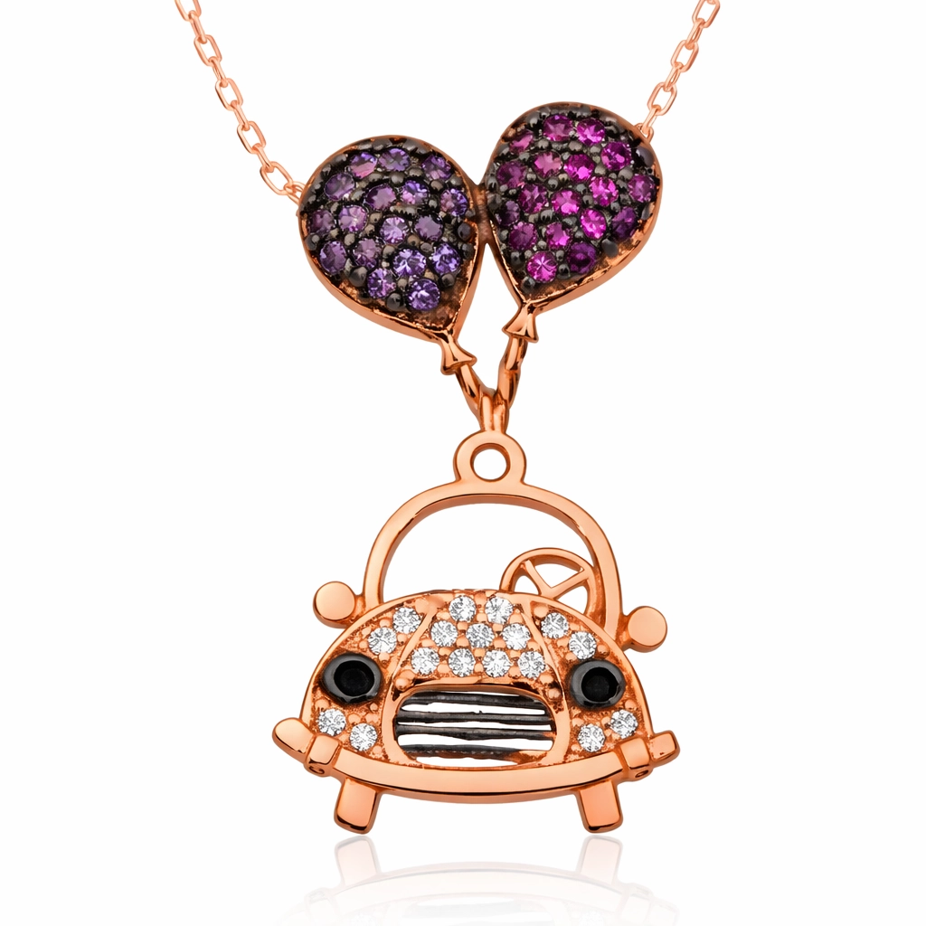 Silver Balloon Car Necklace for Women
