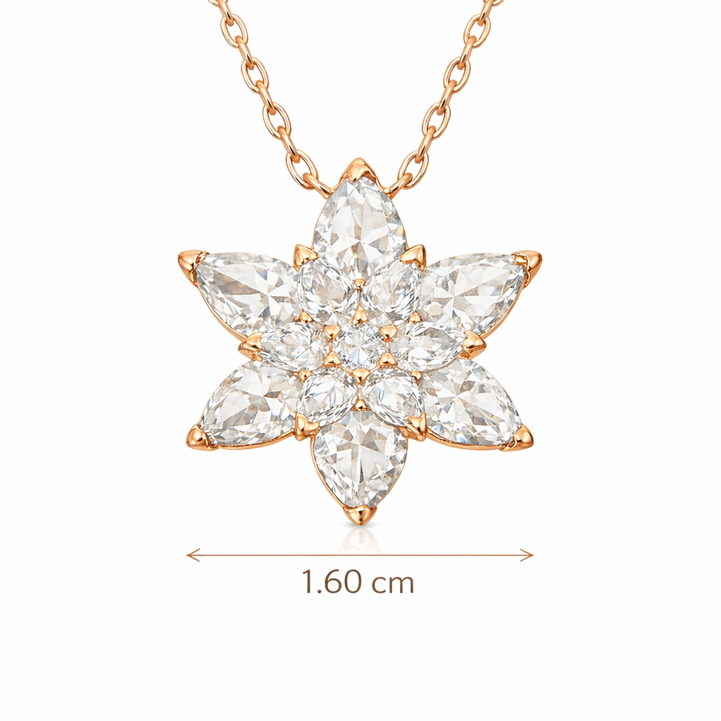Silver Rose White Lotus Flower Necklace