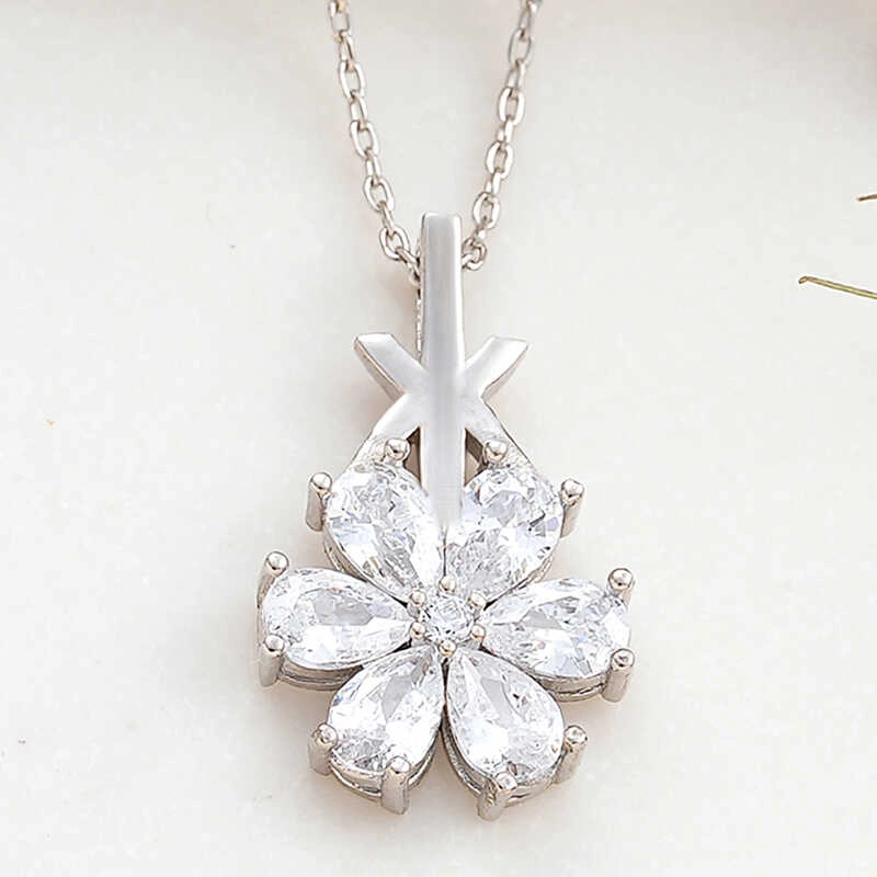 Silver White Love Flower Women’s Necklace