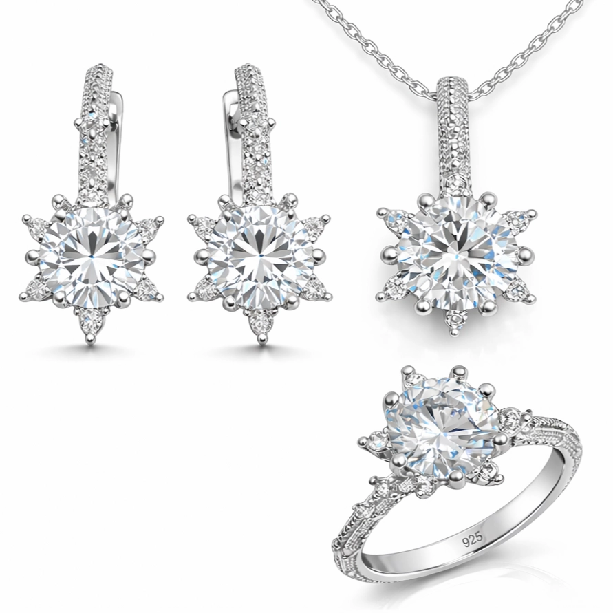 Silver Floral Patterned Women’s Set