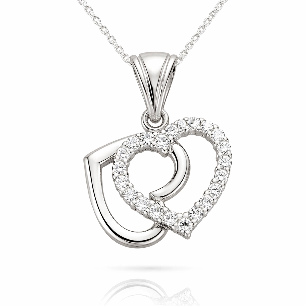 Silver Double Heart Women’s Necklace