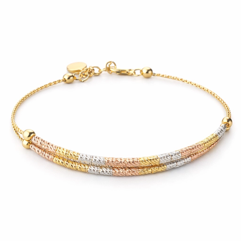 925 Sterling Silver Tri-Color Dorika Bracelet