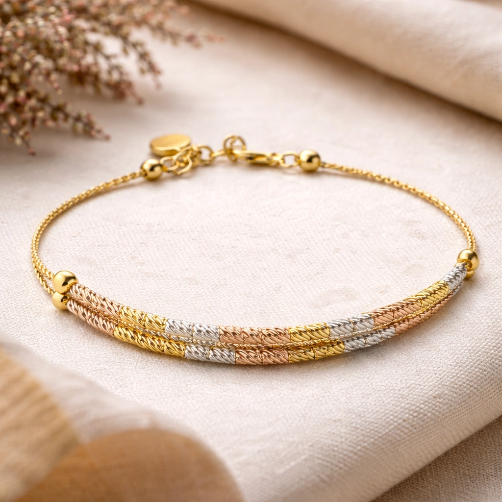 925 Sterling Silver Tri-Color Dorika Bracelet