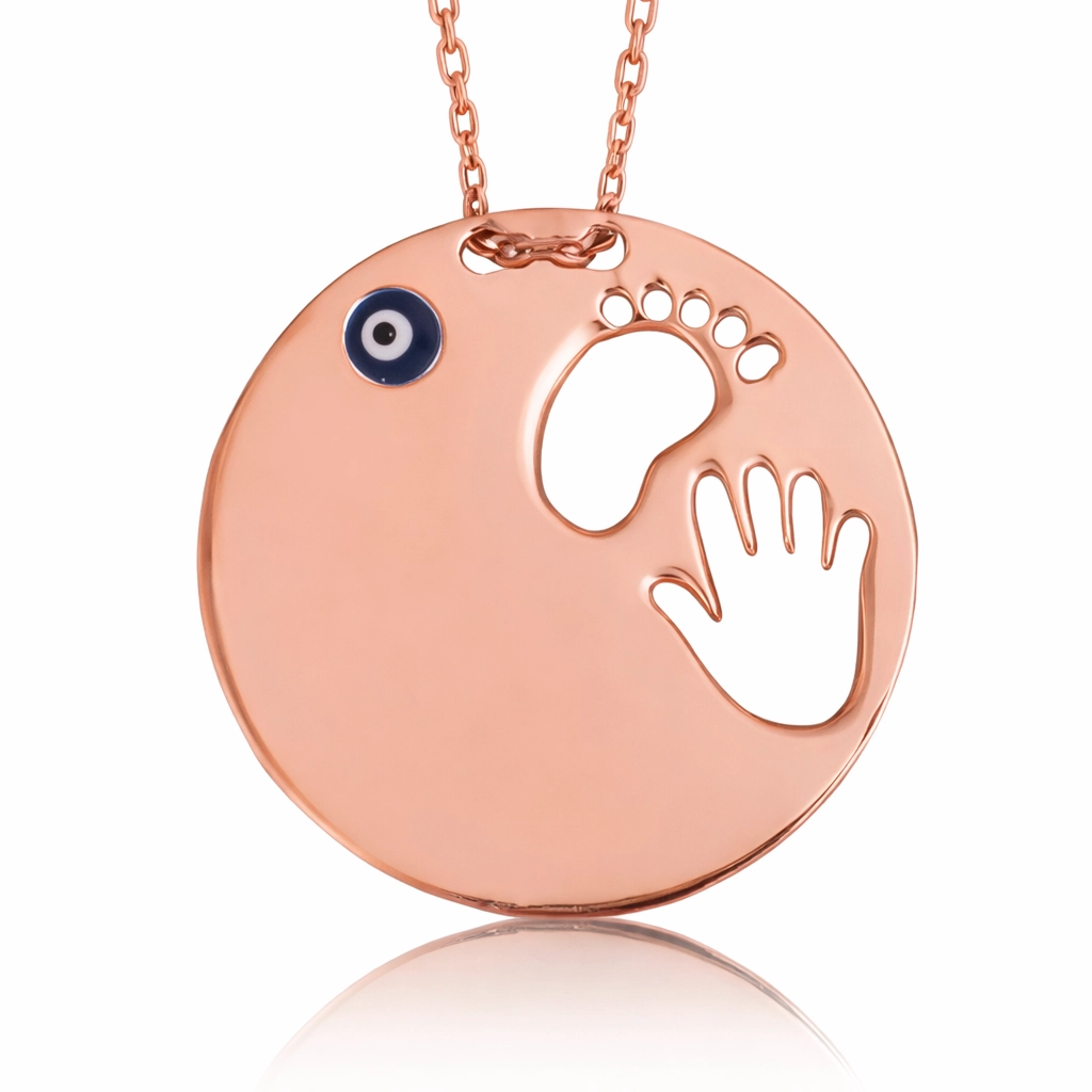 Silver Hand Footprint Mother Necklace