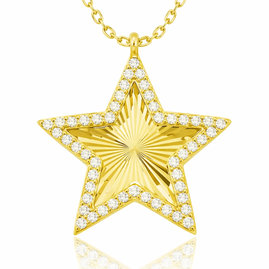 Silver Gold Ruffle Patterned Star Women’s