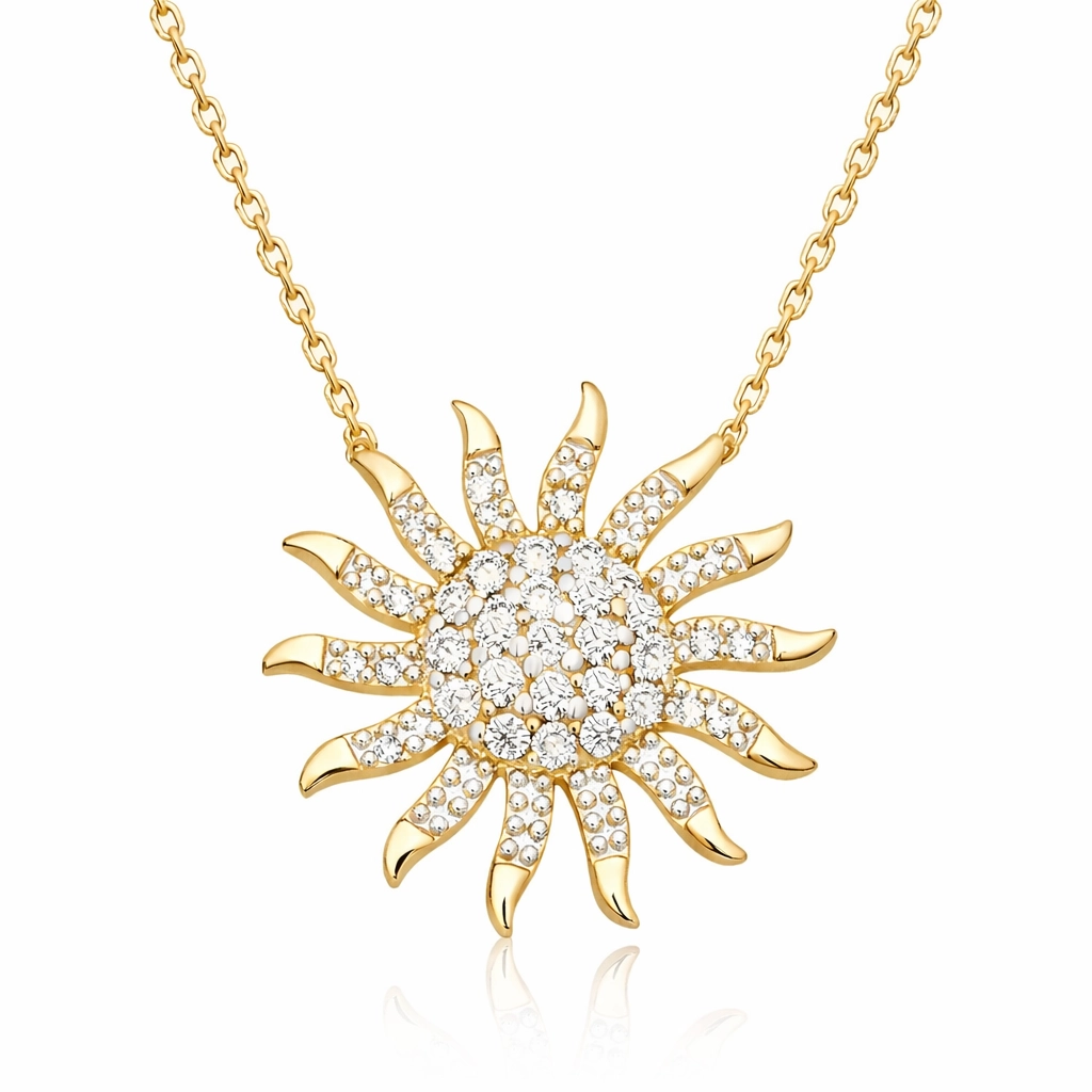 Silver Gold Sun Women's Necklace