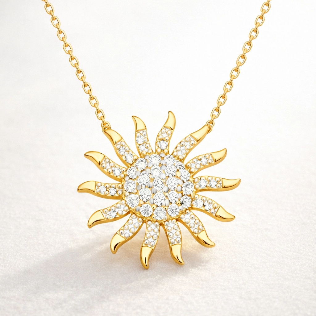 Silver Gold Sun Women’s Necklace