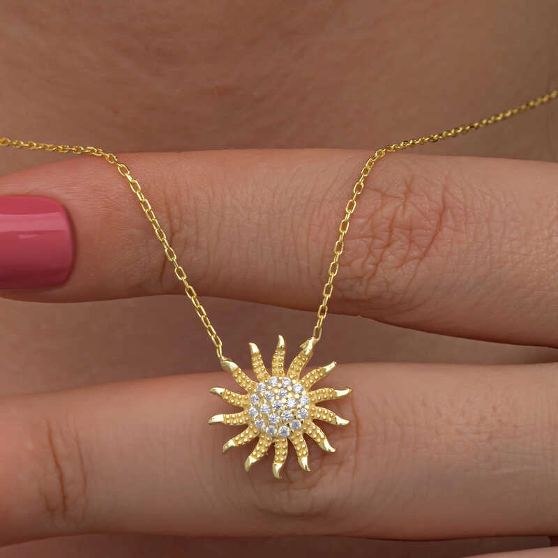 Silver Gold Sun Women’s Necklace