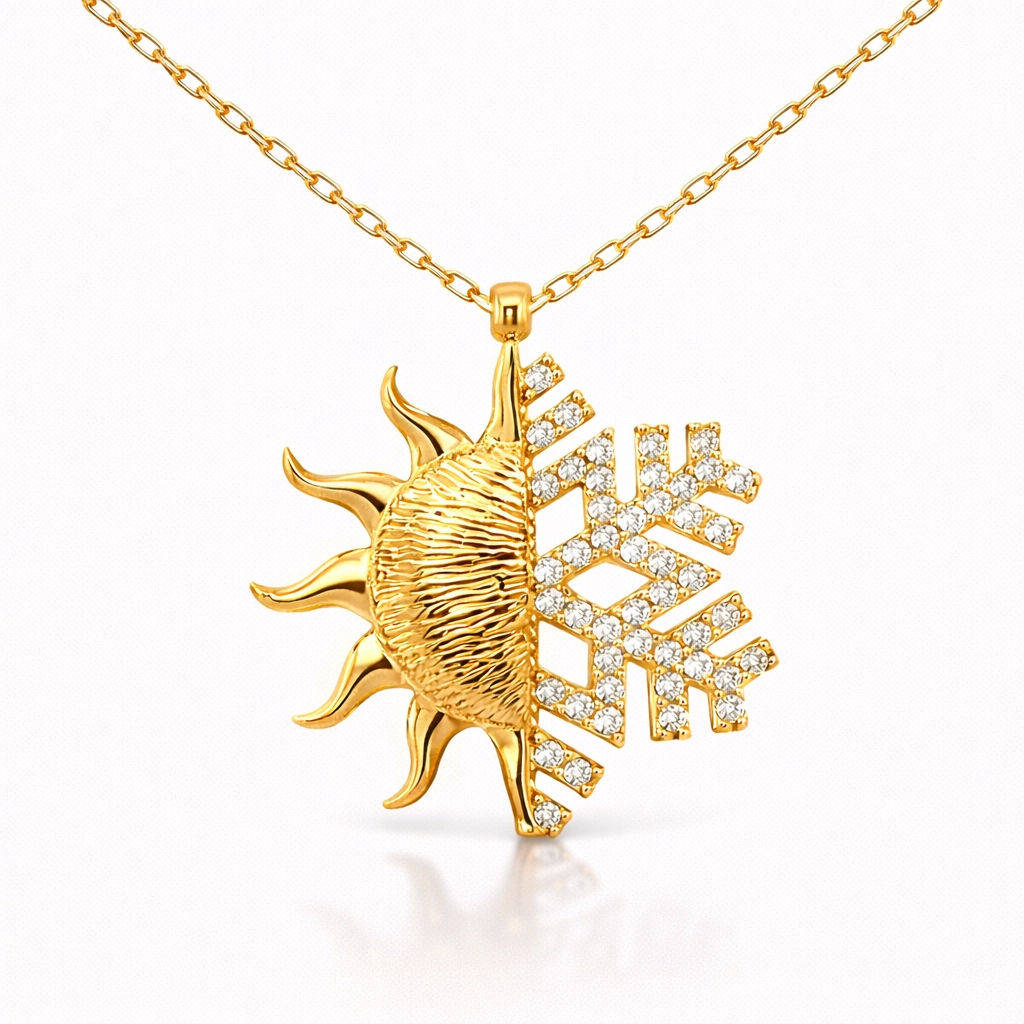 Silver Gold Sun Snowflake Women’s Necklace