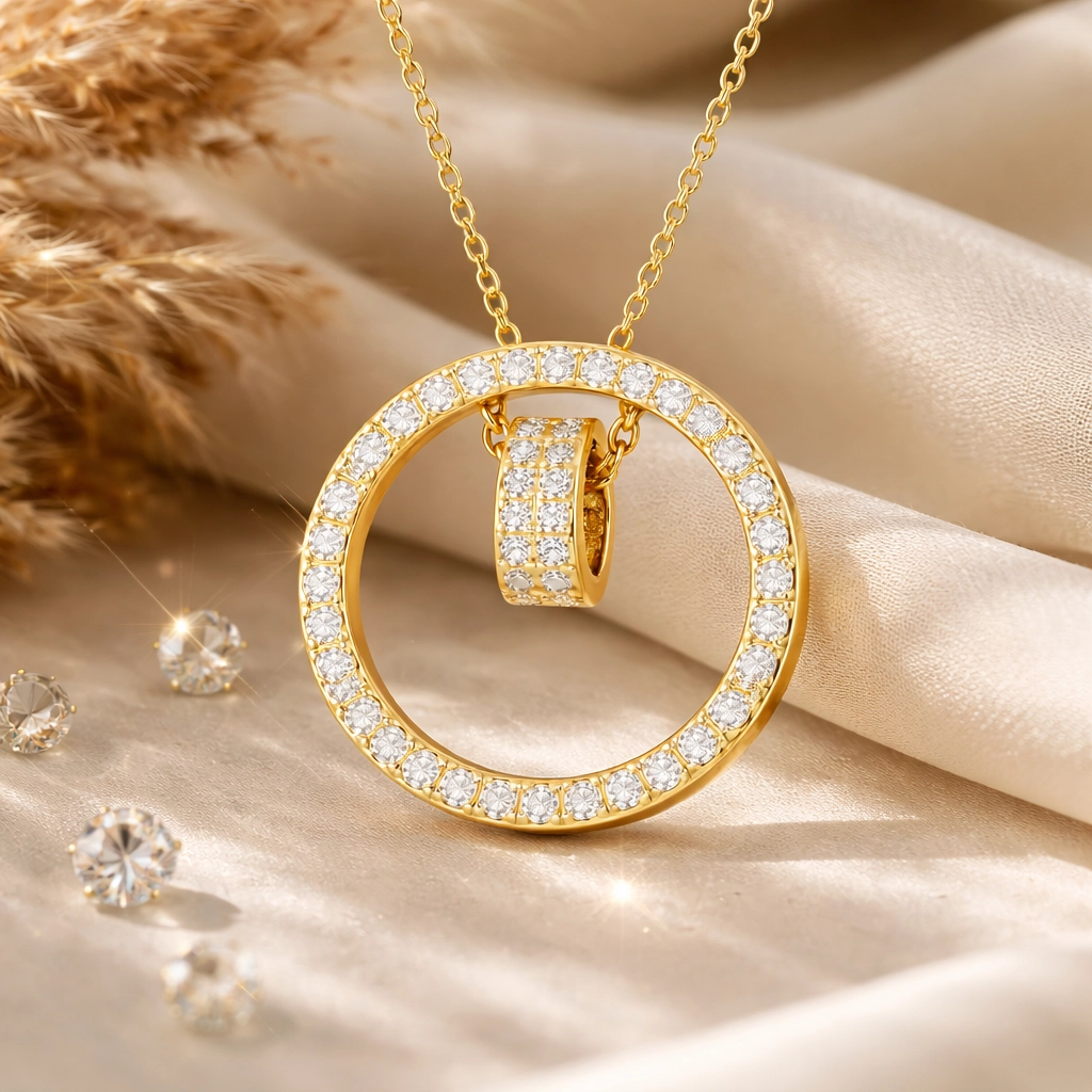 Silver Gold Interlocking Ring Women’s Necklace