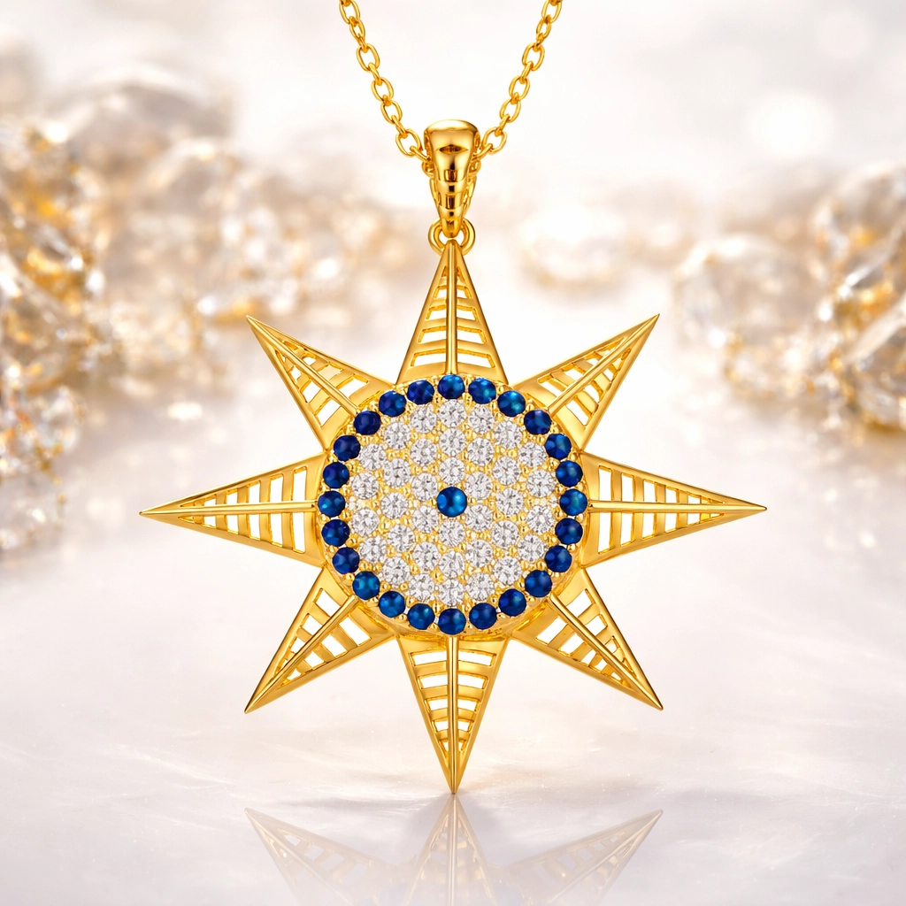 Silver Gold Evil Eye North Star Women’s Necklace