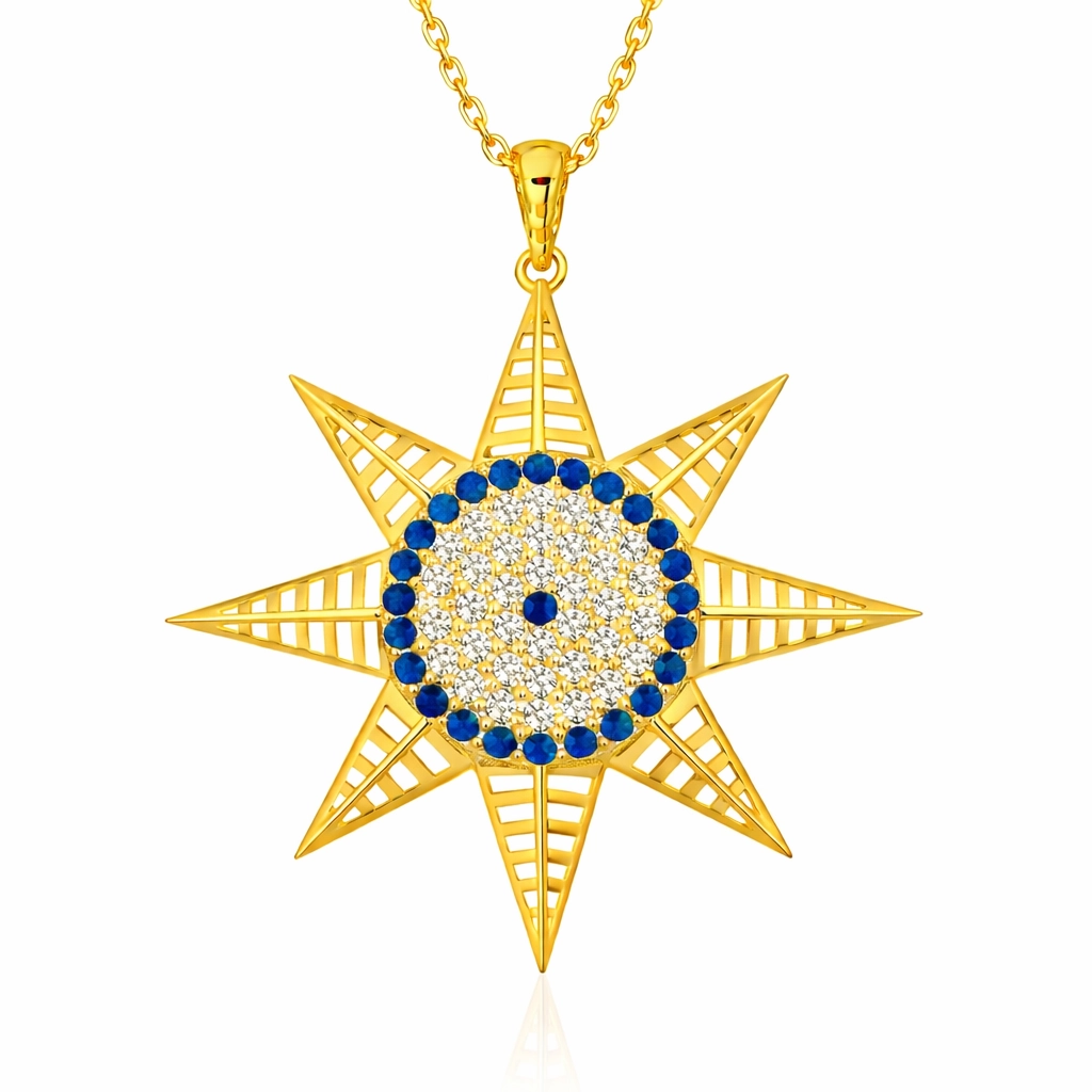Silver Gold Evil Eye North Star Women’s Necklace