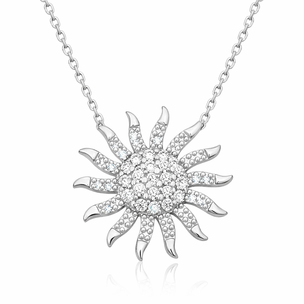 Silver Sun Necklace for Women
