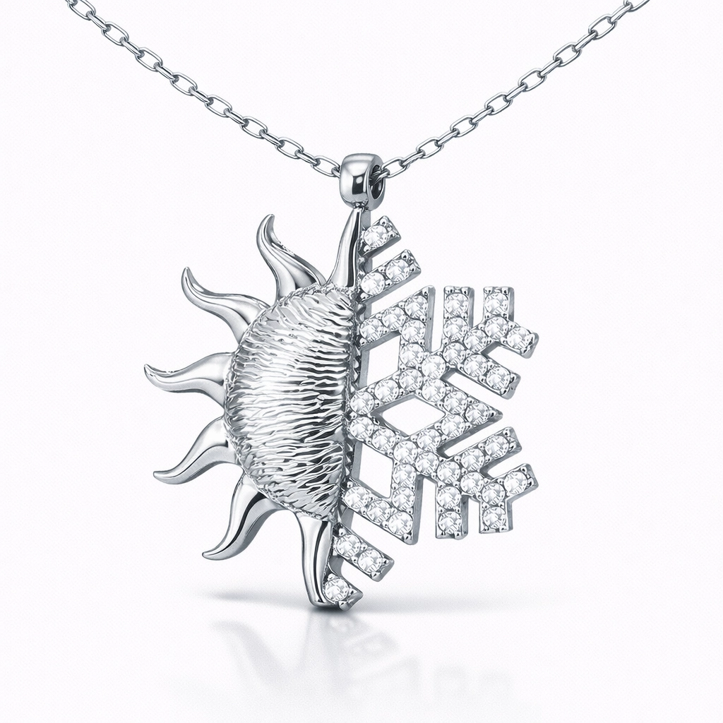 Silver Sun Snowflake Women’s Necklace